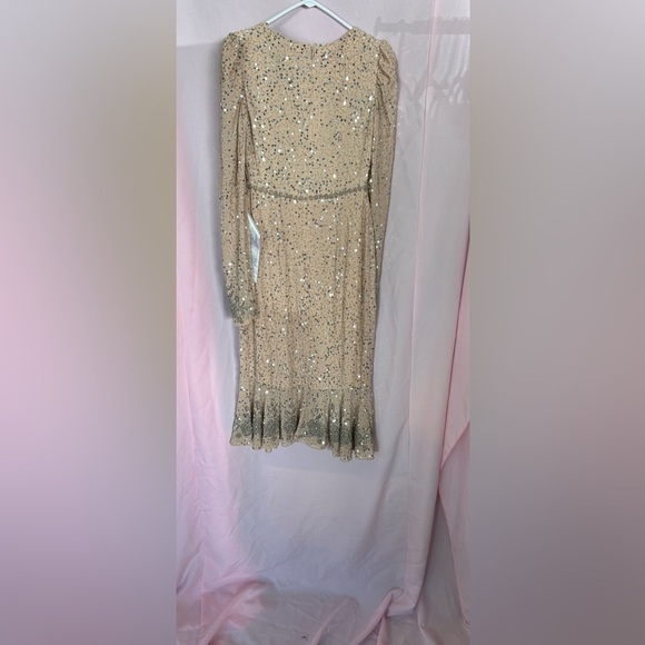 Mac Duggal 10740 NWT SEQUIN GOWN WITH EMBELLISHED HEMLINE AND BELT - Picture 5 of 8